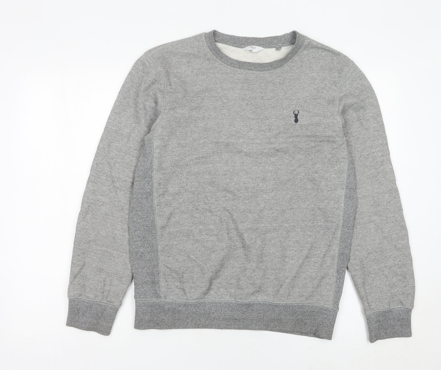 Next Men's Grey Small Crew Neck Sweatshirt Pullover Logo