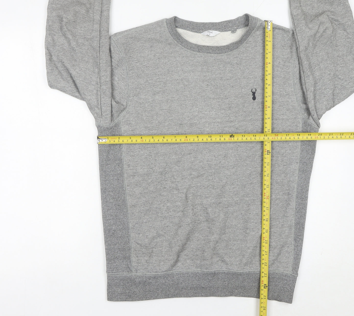 Next Men's Grey Small Crew Neck Sweatshirt Pullover Logo