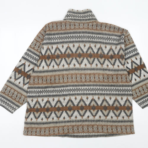 Instyle Womens Brown Grey Fair Isle 1/4 Zip Wool Blend Sweatshirt One Size
