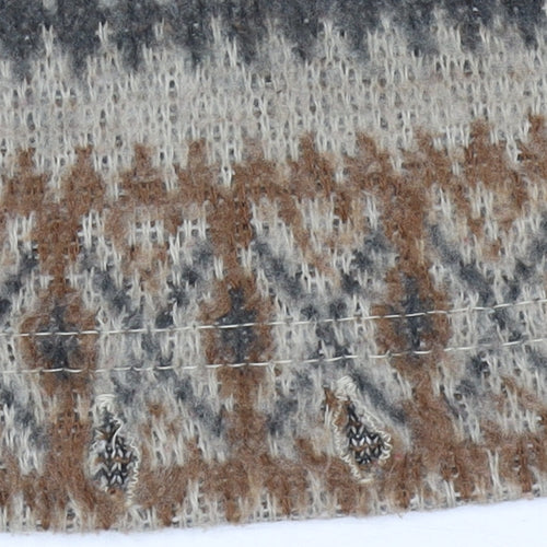 Instyle Womens Brown Grey Fair Isle 1/4 Zip Wool Blend Sweatshirt One Size