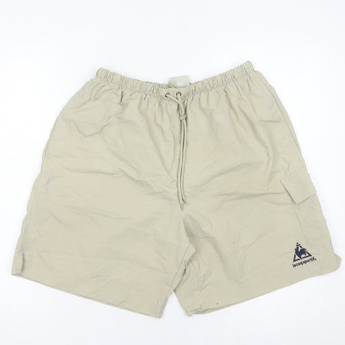 Le Coq Sportif Mens Beige L Swim Shorts Nylon Drawstring Pockets
