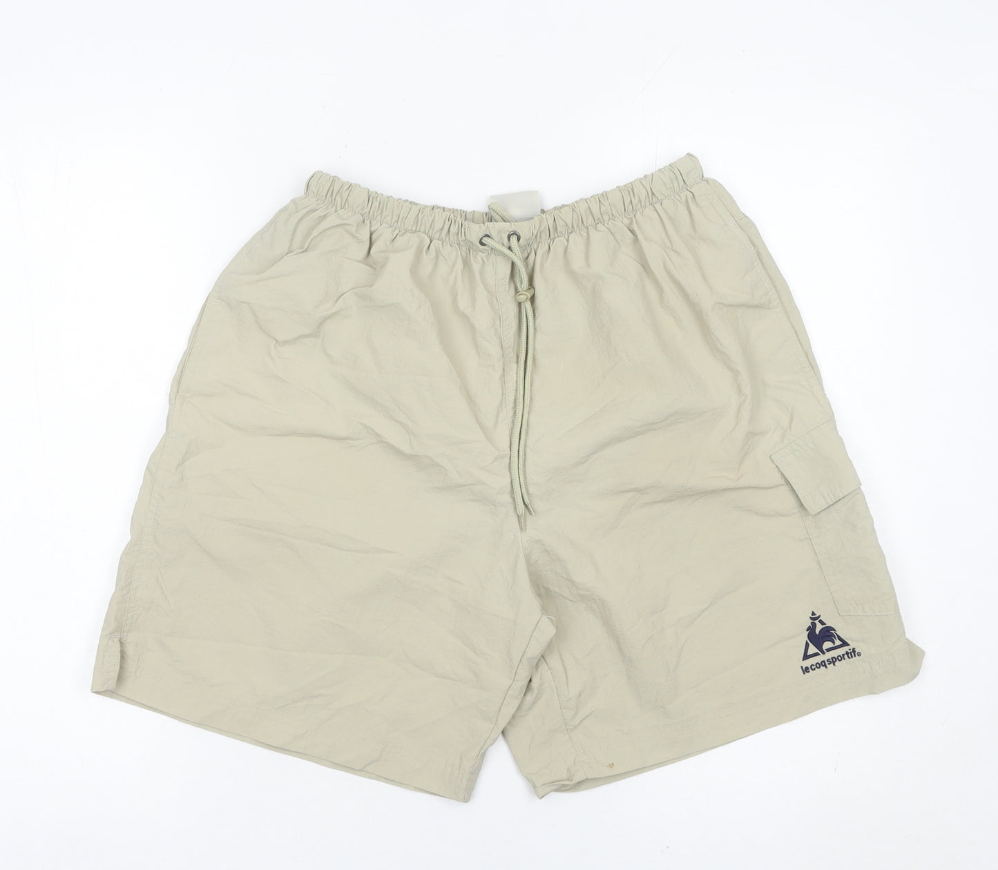Le Coq Sportif Mens Beige L Swim Shorts Nylon Drawstring Pockets