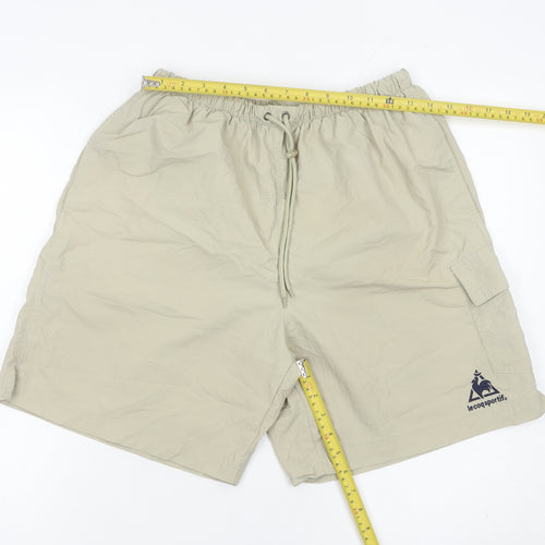 Le Coq Sportif Mens Beige L Swim Shorts Nylon Drawstring Pockets