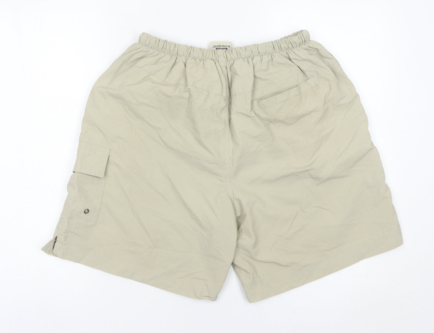 Le Coq Sportif Mens Beige L Swim Shorts Nylon Drawstring Pockets