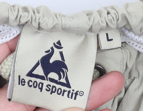 Le Coq Sportif Mens Beige L Swim Shorts Nylon Drawstring Pockets