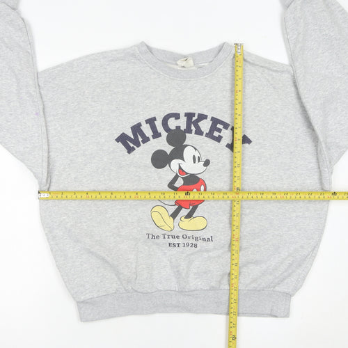 H&M Women’s Grey Mickey Mouse Sweatshirt XS Cotton Blend