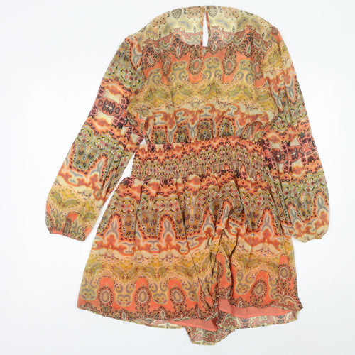 MNG Womens Multicoloured Paisley Short Dress Size 12 Boho Chiffon