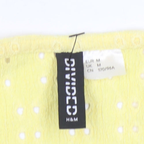 H&M Divided Women Yellow Cropped Puff Sleeve Blouse UK 14