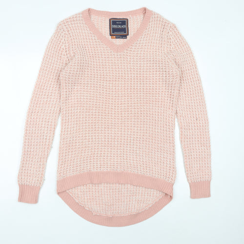 SoulCal&Co Women’s Pink V-Neck Waffle Knit Jumper Size 14