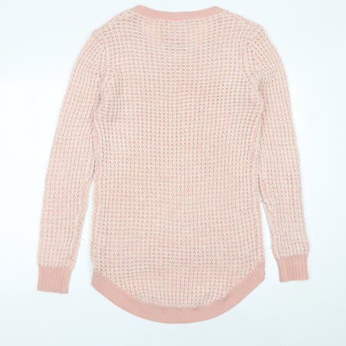SoulCal&Co Women’s Pink V-Neck Waffle Knit Jumper Size 14