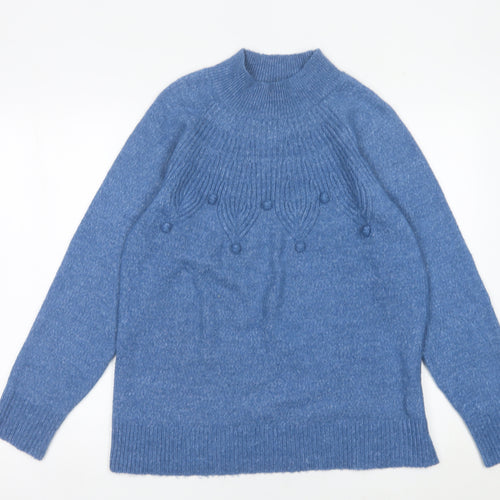 Bonmarché Womens Blue Size 16 Mock Neck Pullover Jumper