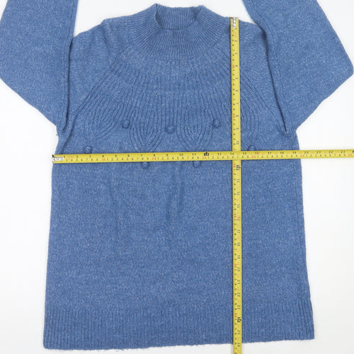 Bonmarché Womens Blue Size 16 Mock Neck Pullover Jumper