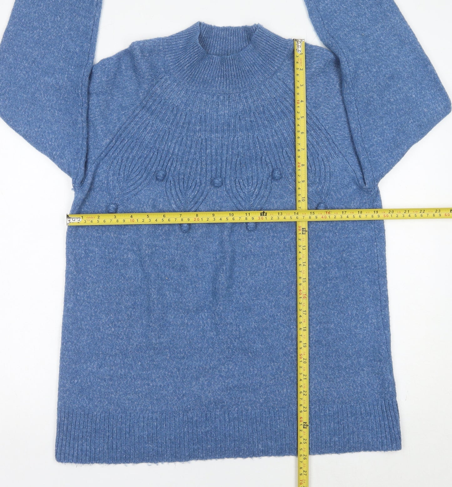 Bonmarché Womens Blue Size 16 Mock Neck Pullover Jumper