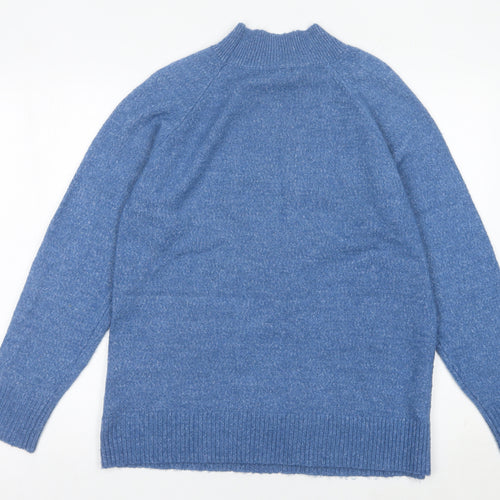 Bonmarché Womens Blue Size 16 Mock Neck Pullover Jumper