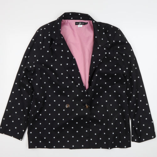 Daisy Street Womens Black Star Print Blazer Jacket UK 12