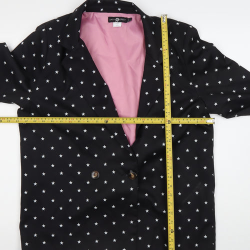 Daisy Street Womens Black Star Print Blazer Jacket UK 12