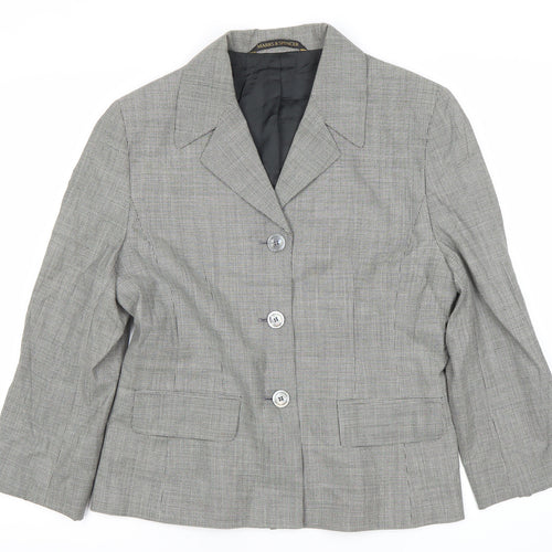 Marks and Spencer Women Grey Wool Blend Suit Jacket UK 14