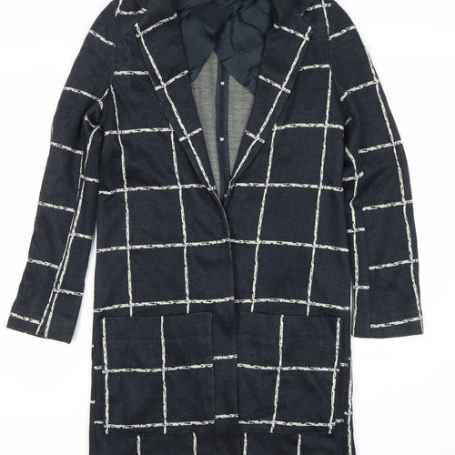Topshop Women Black Check Blazer Jacket Size 6 Regular Woven