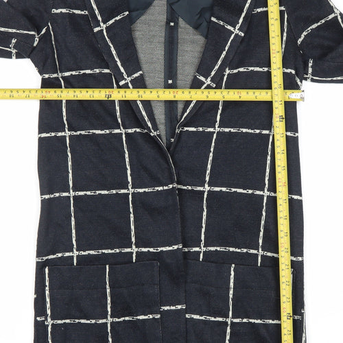 Topshop Women Black Check Blazer Jacket Size 6 Regular Woven