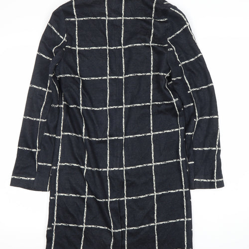 Topshop Women Black Check Blazer Jacket Size 6 Regular Woven