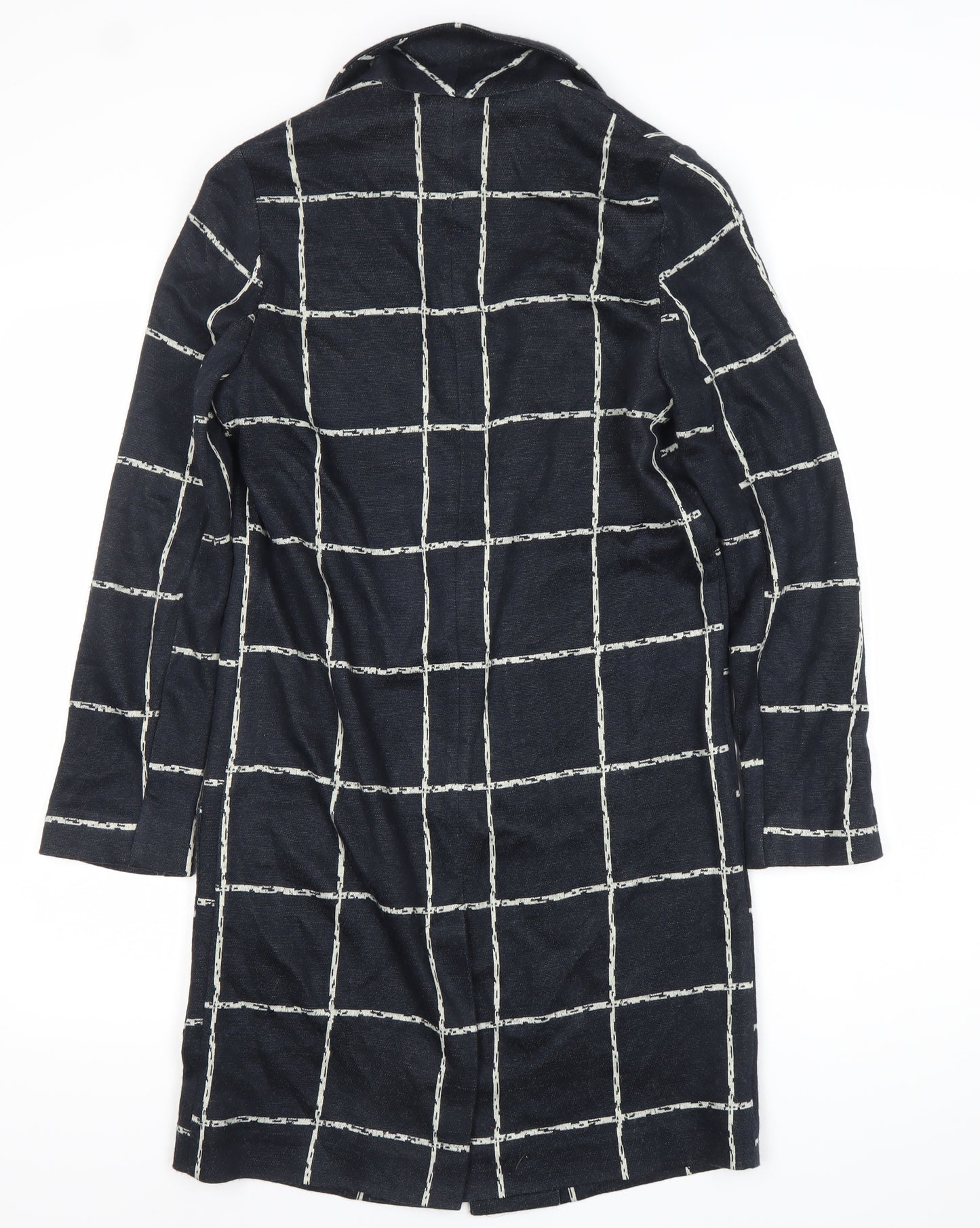Topshop Women Black Check Blazer Jacket Size 6 Regular Woven