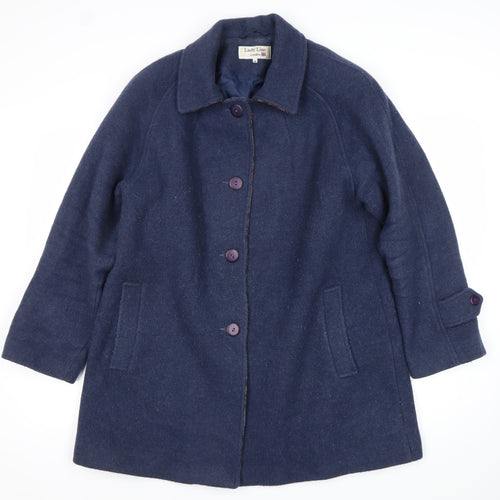 Lady Line London Women’s Blue Wool Blend Overcoat Size 14