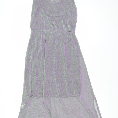 Warehouse Women Purple Size 10 Glitter Midi Slip Dress
