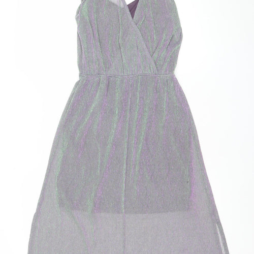Warehouse Women Purple Size 10 Glitter Midi Slip Dress