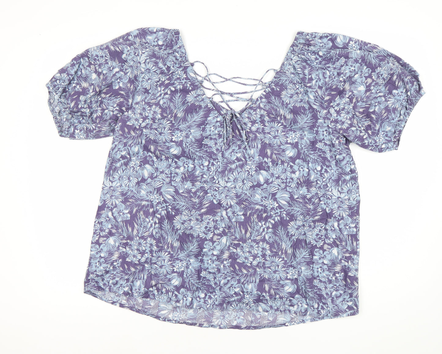 Next Women’s Purple Floral Blouse Size 14 Viscose Tunic Top
