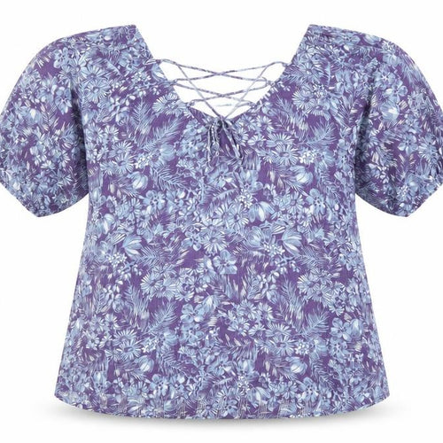 Next Women’s Purple Floral Blouse Size 14 Viscose Tunic Top
