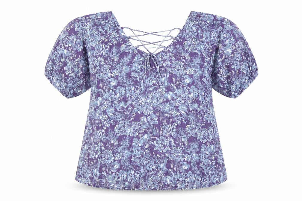 Next Women’s Purple Floral Blouse Size 14 Viscose Tunic Top