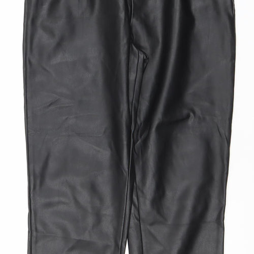 Miss Selfridge Women’s Black Faux Leather Trousers Size 10 Regular Fit