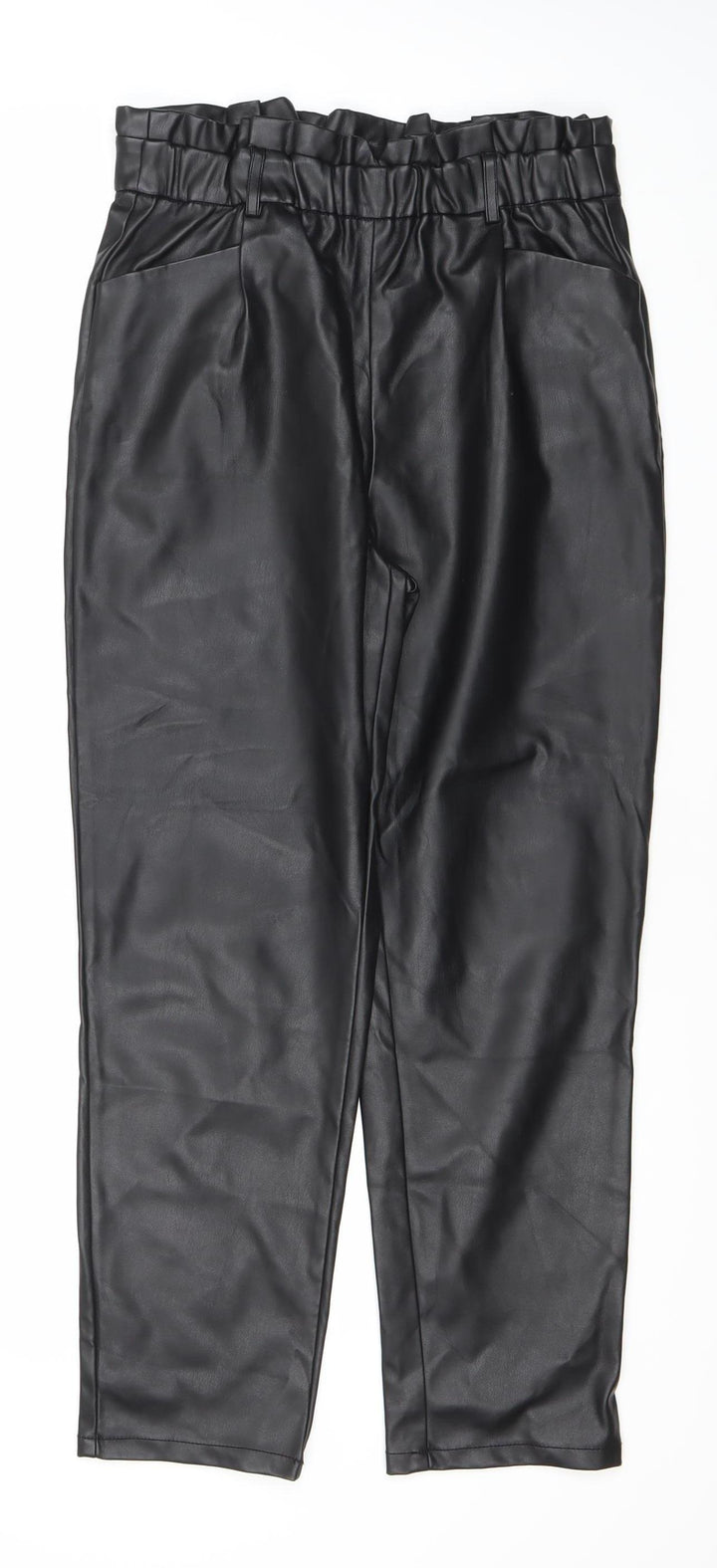 Miss Selfridge Women’s Black Faux Leather Trousers Size 10 Regular Fit