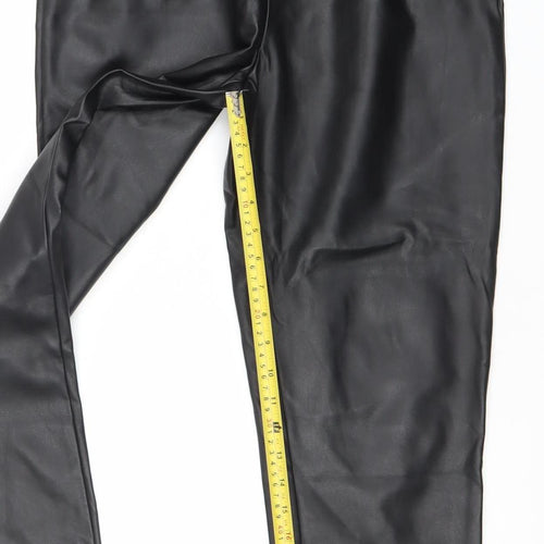 Miss Selfridge Women’s Black Faux Leather Trousers Size 10 Regular Fit