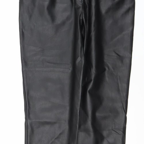 Miss Selfridge Women’s Black Faux Leather Trousers Size 10 Regular Fit