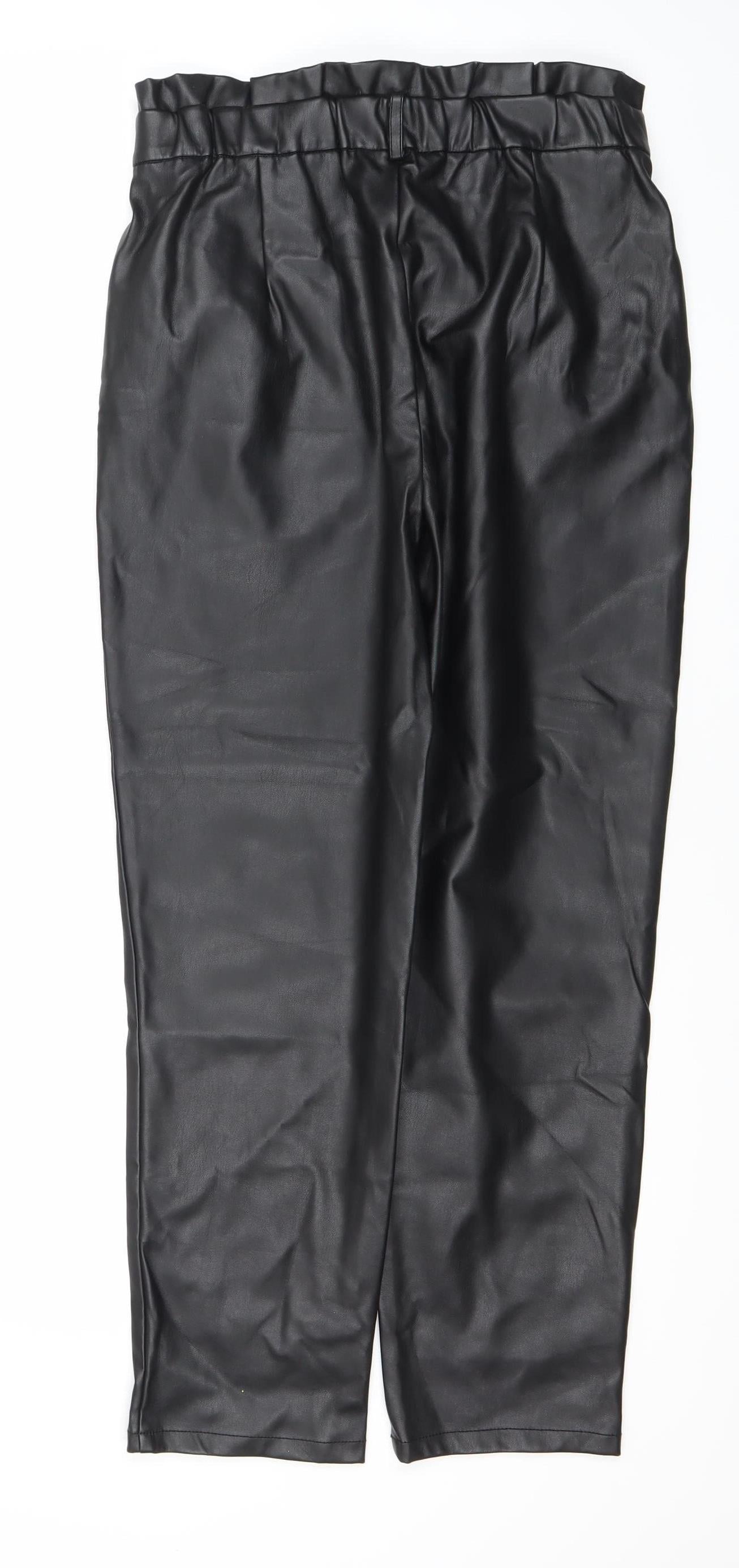 Miss Selfridge Women’s Black Faux Leather Trousers Size 10 Regular Fit