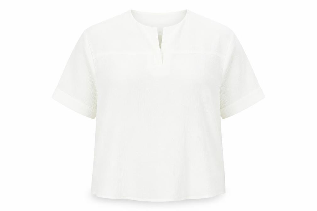 Front view of Damart Women's White, size 28, Basic Short Sleeve T-Shirt