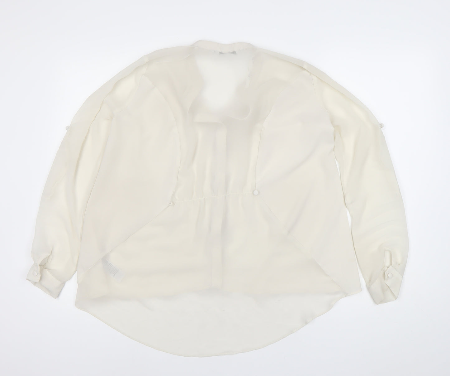 Look Women Ivory Chiffon Long Sleeve Button Blouse Size 10