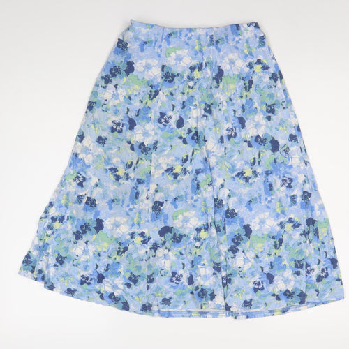 Honor Millburn Womens Blue Floral A-Line Midi Skirt Size 10