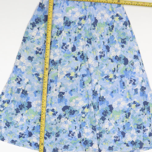 Honor Millburn Womens Blue Floral A-Line Midi Skirt Size 10