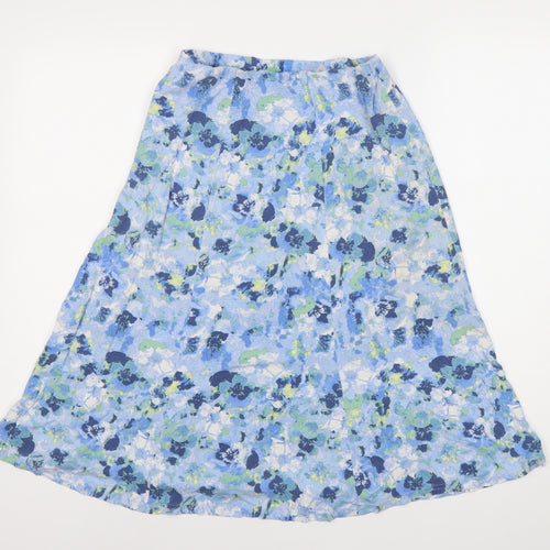 Honor Millburn Womens Blue Floral A-Line Midi Skirt Size 10