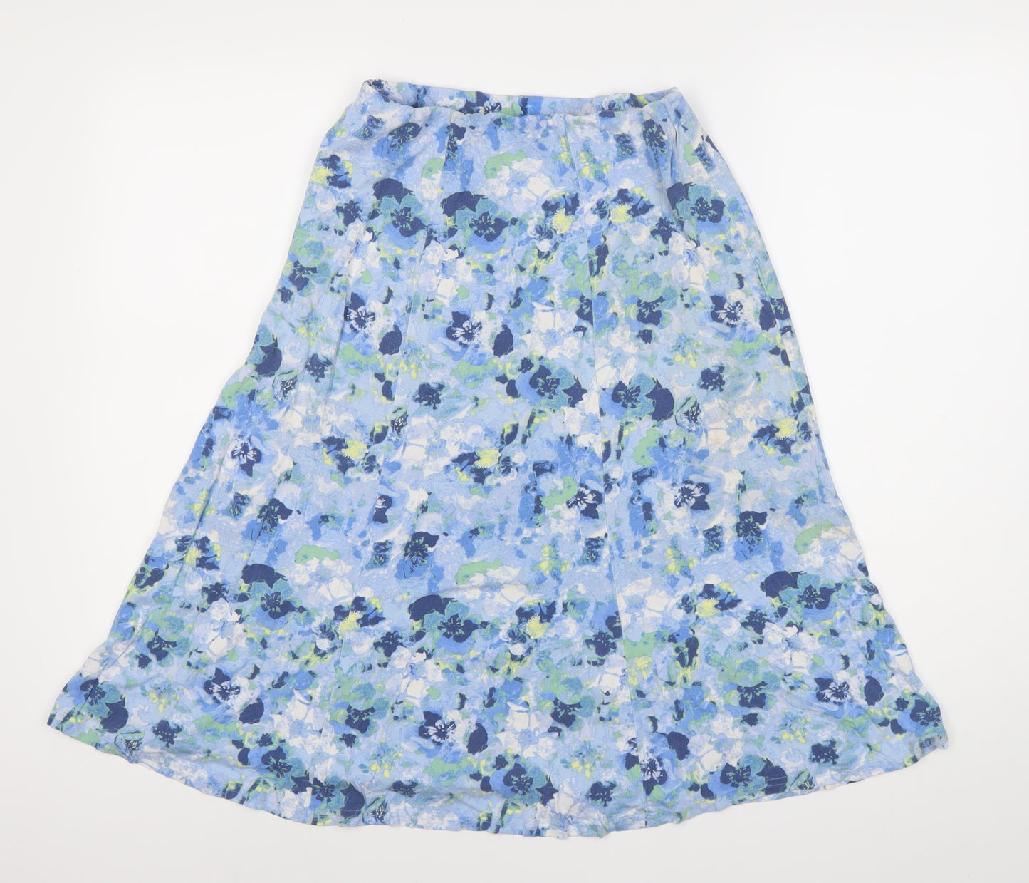 Honor Millburn Womens Blue Floral A-Line Midi Skirt Size 10