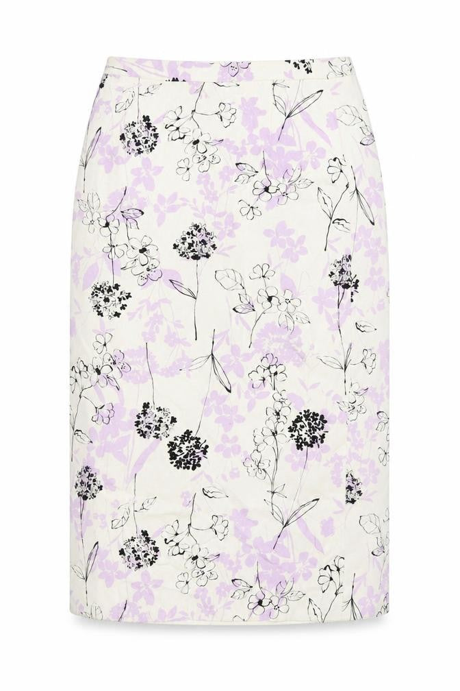 Eastex Women’s Ivory Floral Midi Linen Blend Pencil Skirt Size 16