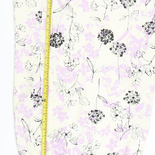 Eastex Women’s Ivory Floral Midi Linen Blend Pencil Skirt Size 16
