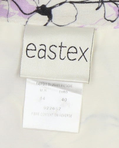 Eastex Women’s Ivory Floral Midi Linen Blend Pencil Skirt Size 16