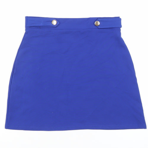 Oasis Women Blue XS Short Pencil Skirt High Waist Jersey Stretch