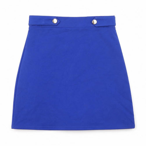 Oasis Women Blue XS Short Pencil Skirt High Waist Jersey Stretch