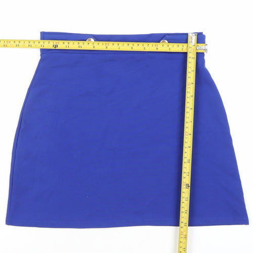 Oasis Women Blue XS Short Pencil Skirt High Waist Jersey Stretch