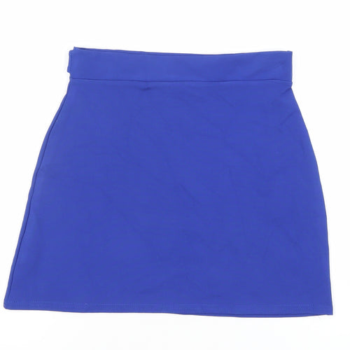 Oasis Women Blue XS Short Pencil Skirt High Waist Jersey Stretch