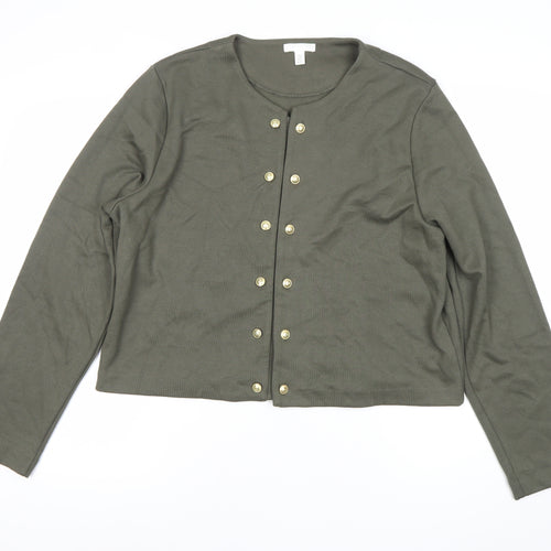 H&M Women's Green Crew Neck Button Cardigan XL Long Sleeve Knit